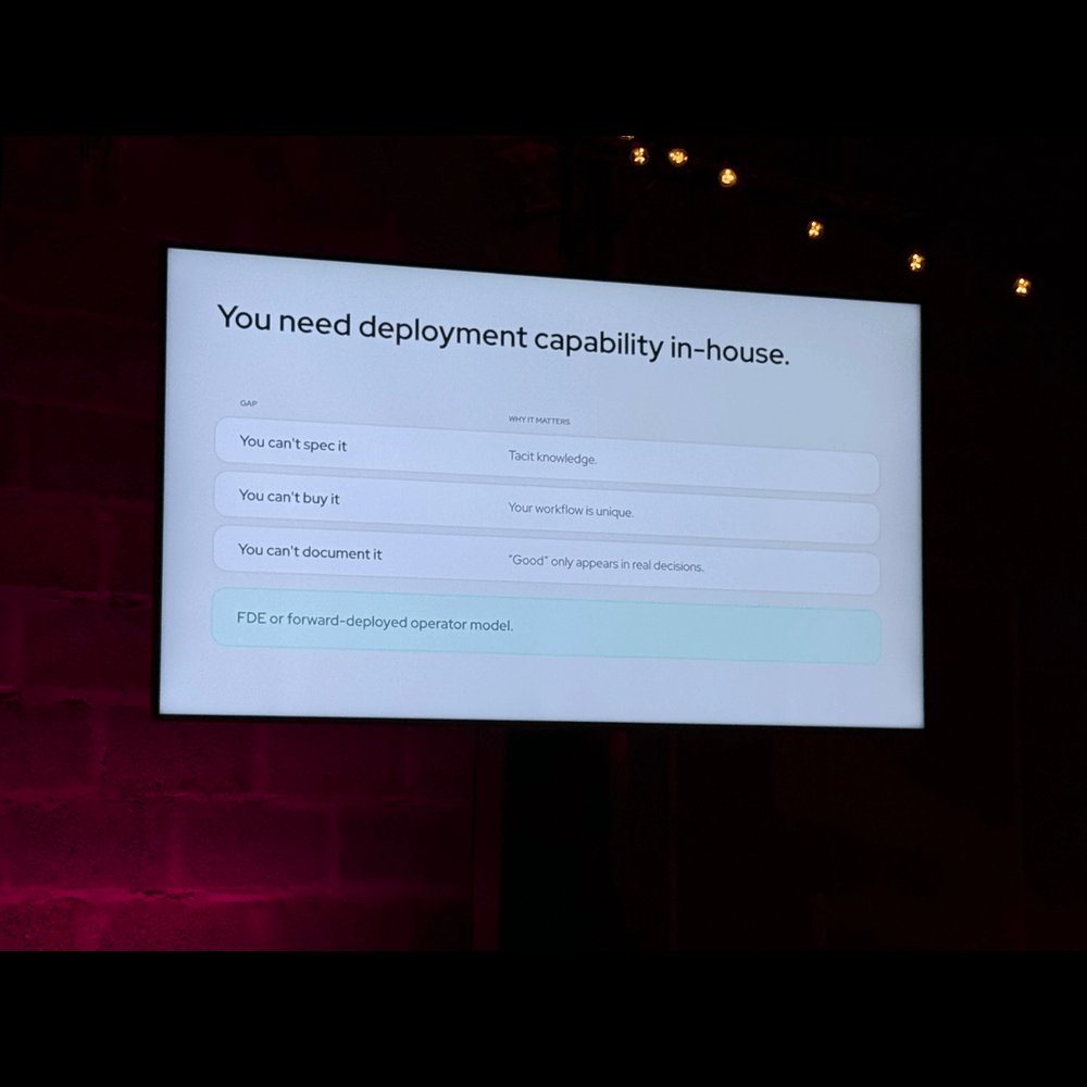 ClideyOfficial's tweet photo. Our co-founder and CTO, Anguel Hristozov, was at Turing Fest last week, where founders and operators talked about AI, go-to-market, and building strong teams.

Here's what we're taking away:

- Most AI rollouts fail for old reasons. Nobody owns the agent when it breaks, and there's no shared idea of what "good" looks like.
- The most valuable AI work sits in your own workflows. Generic tools cover common tasks, but your rules and exceptions need a setup built by people who know the business.
- As AI content floods the market, trust and community become the things you can't buy or automate.
- Augment people first. Automate once a process is stable.
Talks from Stan Massueras, April Dunford, Hana Abaza, and Husayn Kassai got us thinking. 

At Clidey, we like tech that fits how your team really works. This was a good reminder of why.