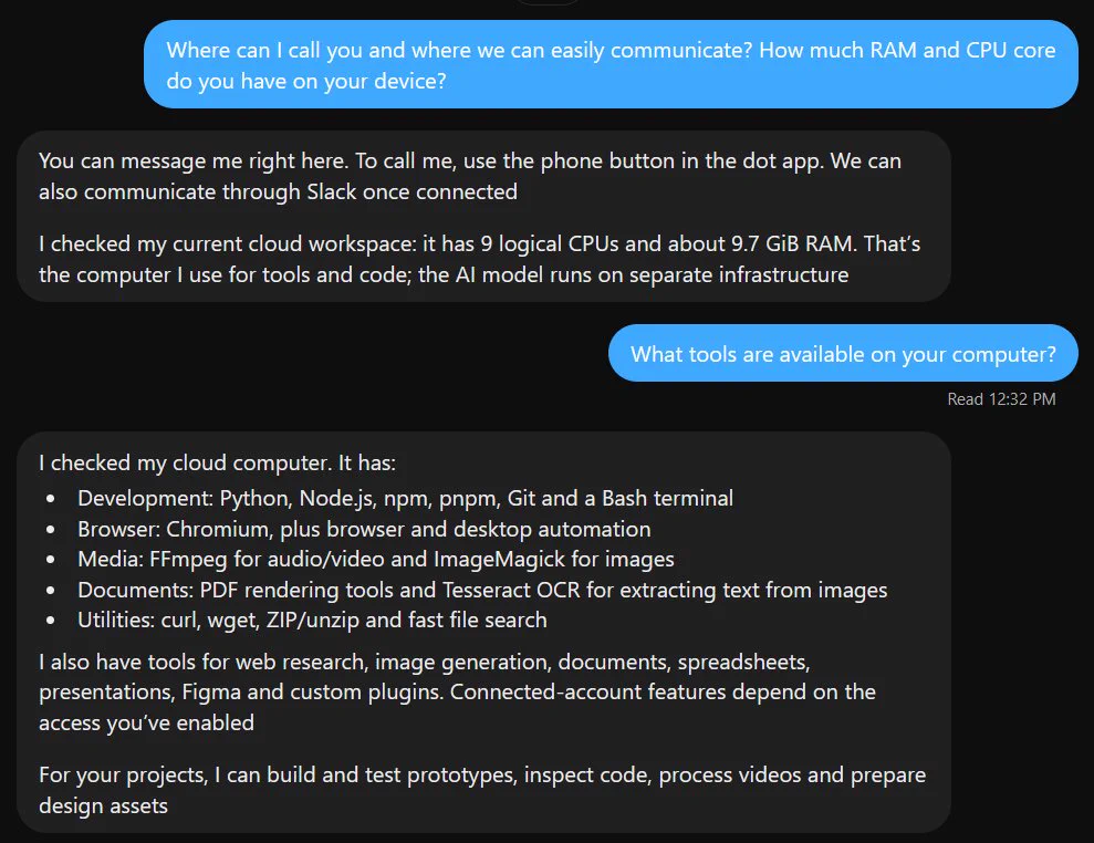 A screenshot of conversation with chatgpt dots