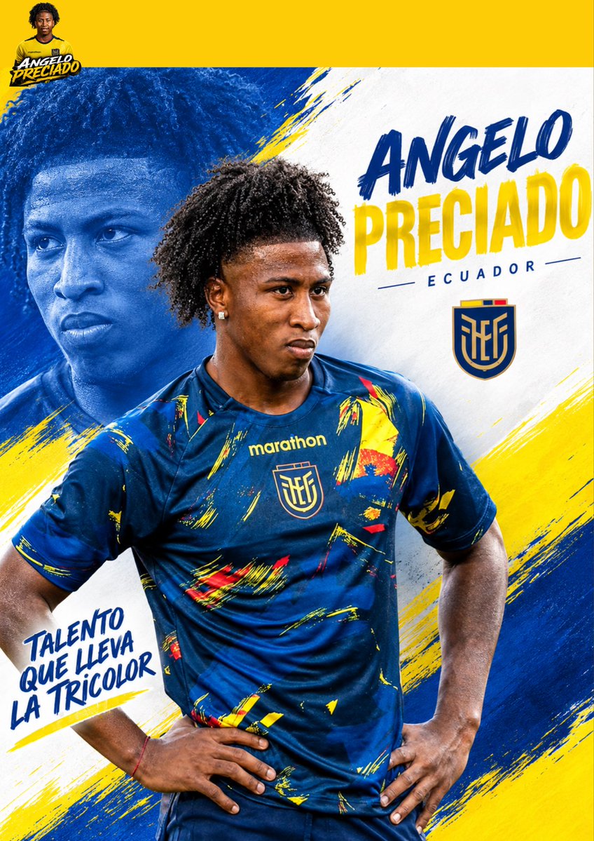 Angeloprecx4vg's tweet photo. Angelo Preciado, orgullo ecuatoriano. 🇪🇨💙💛❤️

Talento, velocidad y pasión que llevan los colores de La Tri a lo más alto. ¡Vamos, Angelo! 🔥⚽ #AngeloPreciado #LaTri #Ecuador #OrgulloEcuatoriano #FutbolEcuatoriano https://t.co/6Tg2ux8sGN
