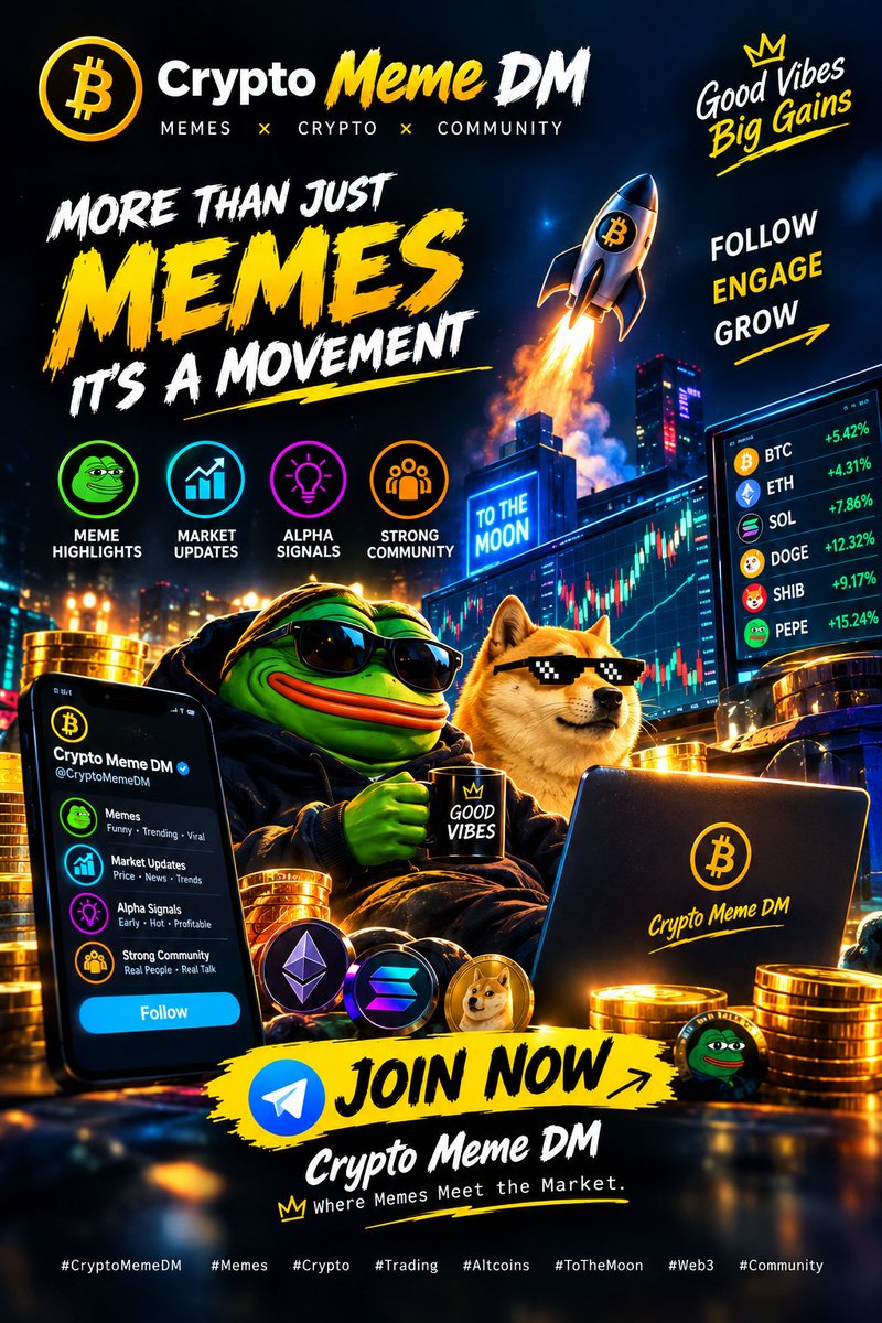 cryptomemedm's tweet photo. 🔥 More than just memes. It’s a movement.
Crypto. Memes. Alpha. Community. 🚀
Welcome to Crypto Meme DM.

#CryptoMemeDM #Crypto #Memes #MemeCoin #CryptoTwitter #Web3 #Altcoins #CryptoCommunity #Bitcoin #ToTheMoon 🚀 https://t.co/CiqiKu6q2T