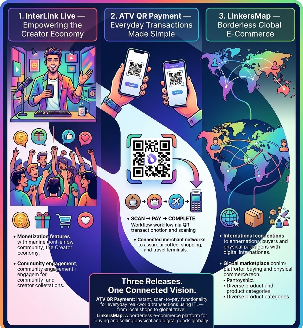 paseli51572's tweet photo. The Future of the InterLink Ecosystem Is Here 🌐
​Over the next two weeks, we are rolling out three major ecosystem updates. Designed to power a unified digital economy, these products will allow you to create, earn, pay, and spend within one global network.
​1. InterLink Live — Empowering the Creator Economy
InterLink Live bridges creators, communities, and digital commerce.
​For Creators: Monetize content through livestreams, virtual gifts, subscriptions, e-commerce, and community rewards.
​For Linkers: Discover talent, engage with communities, and unlock exclusive digital experiences.
​2. ATV QR Payment — Everyday Transactions Made Simple
Pay with ITL in real life using a fast SCAN → PAY → COMPLETE workflow. From morning coffee and retail shopping to travel and cross-border services, ATV connects users, merchants, and global payment networks effortlessly.
​3. LinkersMap — Borderless Global E-Commerce
A dedicated global marketplace linking buyers and sellers across borders. Connect with international merchants to buy and sell physical or digital goods using ITL.
​Three Releases. One Connected Vision.
​Option 2: High Energy & Engaging (Best for Telegram, Discord, or X/Twitter)
​Big news, InterLink Community! 🚀🌐
​Over the next 14 days, we’re dropping three massive ecosystem updates designed to build a single, connected digital economy where you can create, earn, pay, and spend seamlessly.
​Here’s what’s coming:
​🎥 InterLink Live
Our all-in-one hub for the creator economy. Creators can monetize via streams, subscriptions, and e-commerce, while Linkers get direct access to top talent and exclusive perks.
​☕ ATV QR Payment
Crypto payments for everyday life. Just SCAN → PAY → COMPLETE. Use ITL for coffee, shopping, travel, and international payments.
​🛍️ LinkersMap
The ultimate borderless e-commerce network. Trade physical and digital goods with merchants worldwide using ITL.
​🔗 3 Drops. 1 Connected Ecosystem.
​Option 3: Concise & Punchy (Best for newsletters or brief announcements)
​The InterLink Ecosystem Expands
​We are launching three key features over the next two weeks to connect creation, payments, and commerce under one seamless ITL-powered network:
​InterLink Live: A monetization and streaming hub connecting creators with their communities through live content, subscriptions, and rewards.
​ATV QR Payment: Instant, scan-to-pay functionality for everyday real-world transactions using ITL—from local shops to global travel.
​LinkersMap: A borderless e-commerce platform for buying and selling physical and digital goods globally.
​@kv_interlink 
@reina_itl 
@MaheshMagnus1 
@inter_link 
@interlinklabsas 
#interlink #itlg #itl