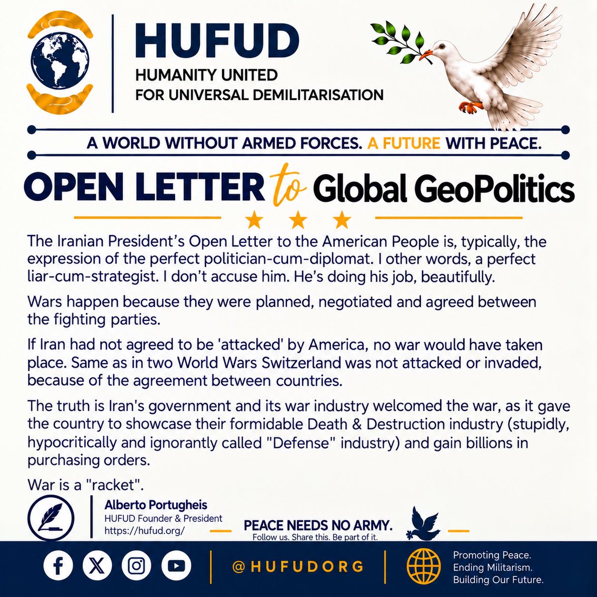 Hufudorg's tweet photo. #HUFUD
#GlobalGeopolitics
#Iran
#EndMilitarism
#PeaceNeedsNoArmy https://t.co/R4q2OeGwHE