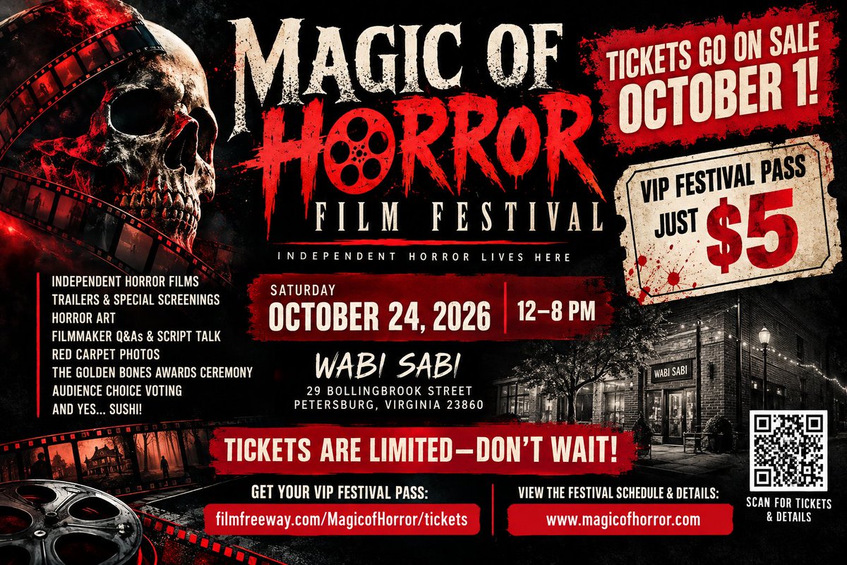 MagicOfHorror's tweet photo. Get your tickets at https://t.co/24wbmT3ldS
#magicofhorror #filmfest #filmfestival #film #movie #horror #horrorfilm #horrormovie #horrorgenre #independentfilm #independenthorror #indiehorror #indyhorror https://t.co/LVNg2IjxG3