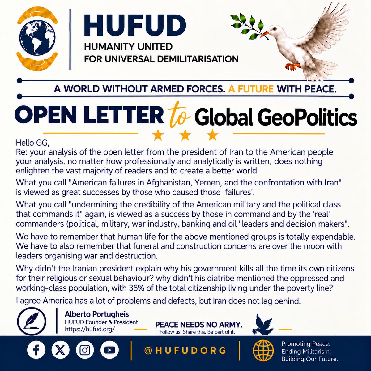 Hufudorg's tweet photo. #HUFUD
#GlobalGeopolitics
#Iran
#EndMilitarism
#PeaceNeedsNoArmy https://t.co/RnFgbvjjR6