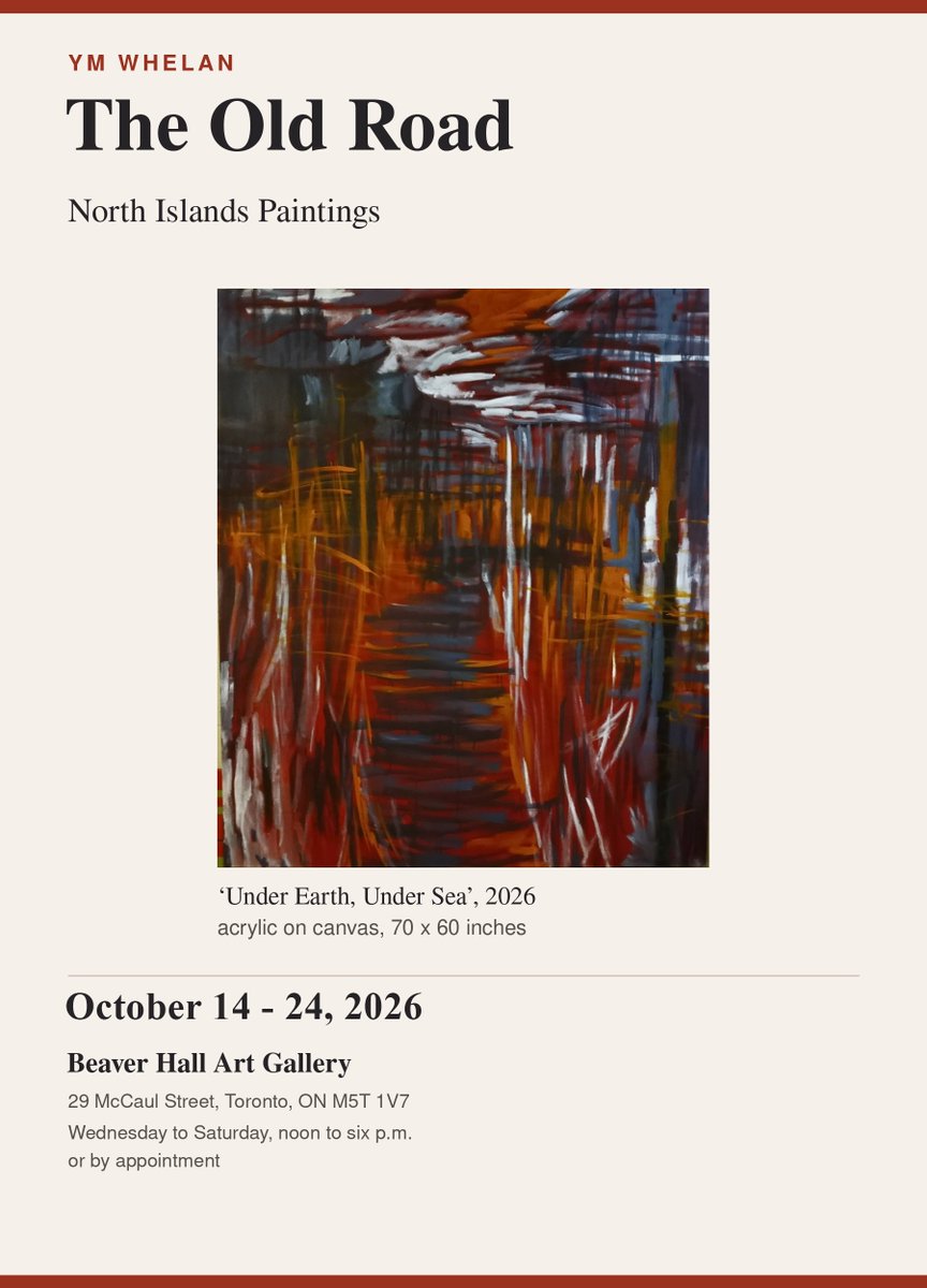 beaverhall's tweet photo. YM Whelan The Old Road - North Islands Paintings
@beaverhall
October 14 - 24, Wednesday to Saturday, Noon to 6pm #art #toronto #torontoart #paintings https://t.co/X1pprQ66Lh