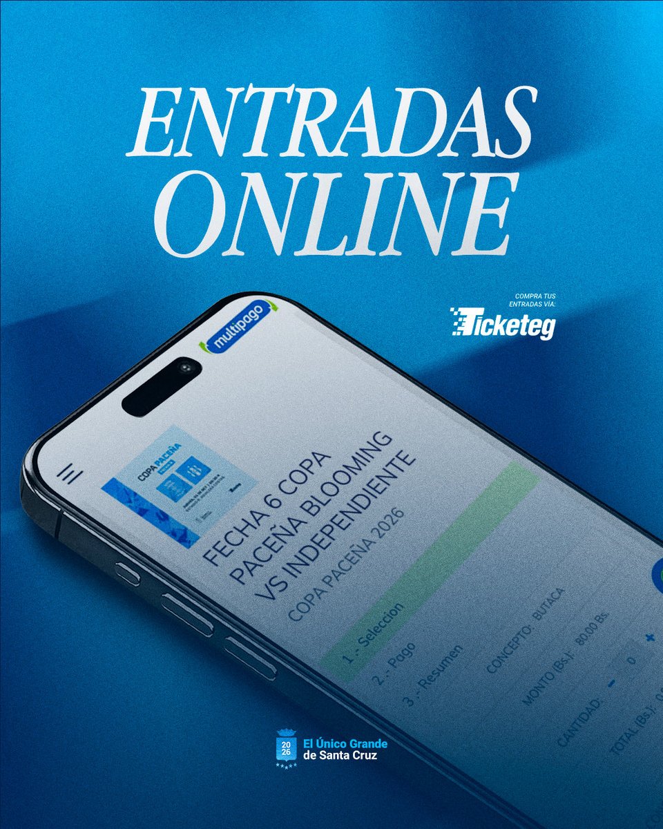 BloomingOficial's tweet photo. ¡𝐕𝐞𝐧𝐭𝐚 𝐝𝐞 𝐞𝐧𝐭𝐫𝐚𝐝𝐚𝐬 𝐨𝐧𝐥𝐢𝐧𝐞! 📲✅💙

Mañana nos vemos en el Tahuichi a las 20:30 hrs.💪

📲Adquiri tus entradas a través de: https://t.co/6OWP34fNEK

#VamosBlooming https://t.co/V0cue1QnNK