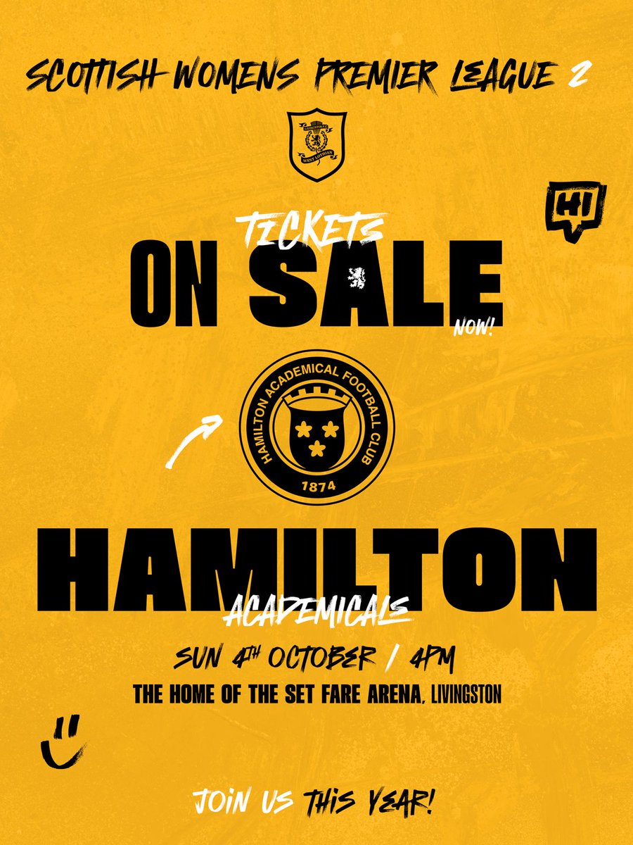 livingstonwfc's tweet photo. Tickets are now on sale for this Sunday's game against Hamilton!

Come join us at the Home of the Set Fare Arena at 4pm to roar on the Lionesses 🦁

https://t.co/PbtD8HXELn https://t.co/XNU8vvsP7J