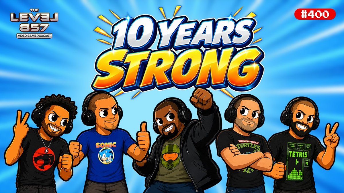 level857's tweet photo. Celebrating 10 Years and 400 Episodes!: We’re celebrating 10 years of Level 857 and our 400th podcast episode by looking back at the journey that brought us… www.​youtube.​com/watch?v=y_Xa5PxeoVY #Level857 #PodcastAnniversary #VideoGamePodcast #PodcastLife #MilestoneMoments https://t.co/jc6VJoDgkp