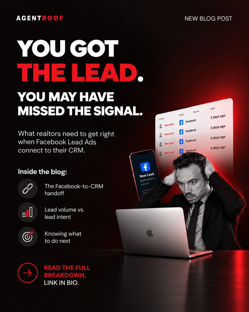RoofAgent's tweet photo. Getting the Facebook lead is only half the job. ๐ฏ What happens after they hit submit can reveal valuable signals.
See how your CRM can connect the dots. ๐
Read the full article: https://t.co/Ran8l0ewTW
#FacebookLeads #RealtorCRM #RealEstate https://t.co/ZOVQ5XlEvB