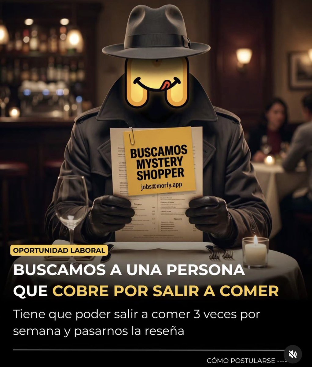 ahorraconana's tweet photo. Te pagan POR COMER!
En @morfyapp están buscando un MYSTERY SHOPPER, vas a comer como cualquier usuario y después contás la experiencia! 

Aplicás en este link:⬇️
https://t.co/RyHrbFRuNz https://t.co/RuQKoRUA5G