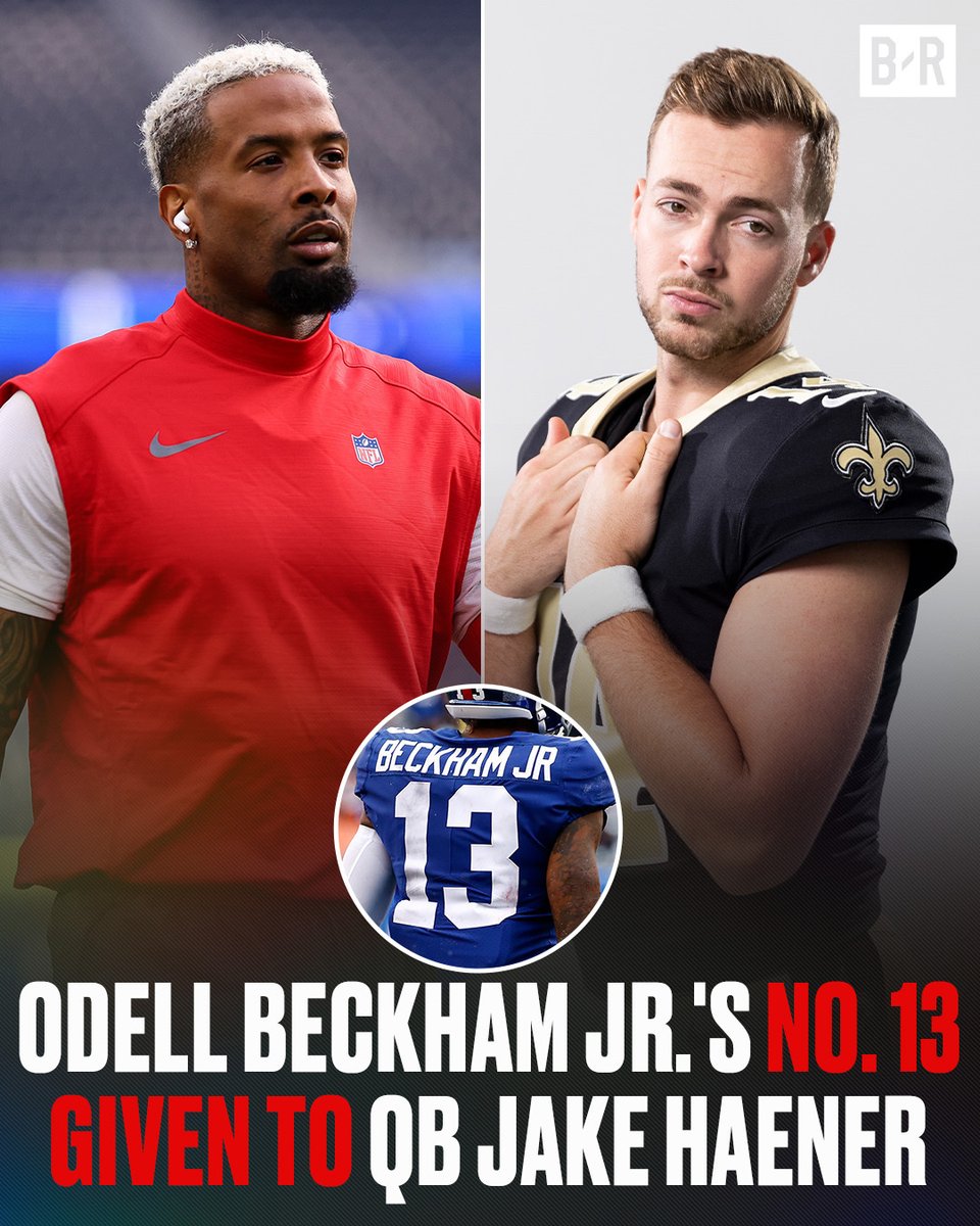 BleacherReport's tweet photo. Giants have given Odell Beckham Jr.’s No. 13 jersey to practice squad QB Jake Haener, per @PLeonardNYDN https://t.co/4FLuVx5tWA