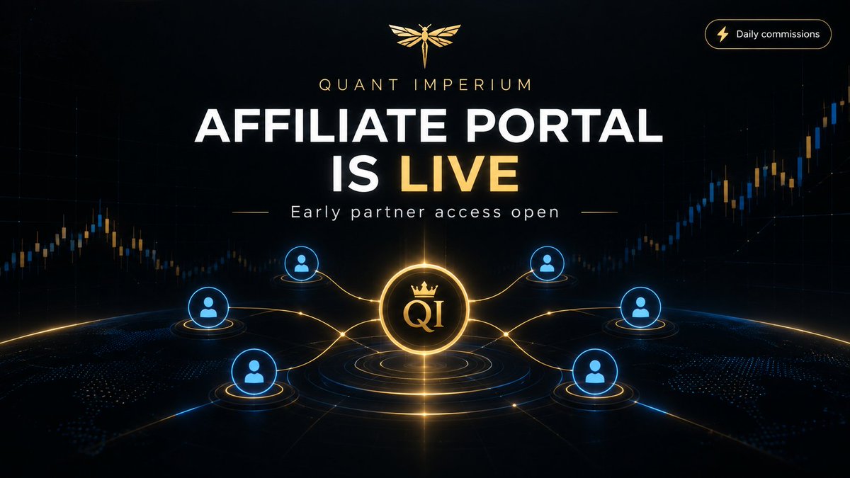 winnersoncrypto's tweet photo. Quant Imperium affiliate portal is LIVE. Early access open.

Community owner, creator, or crypto trader?

Bring your people into an automation that trades for them 24/7, and into a community that's actually in the trenches.

You earn daily commissions based on your referred users' trading activity. Like the big exchanges, you're a partner, not just a promoter.

Early partners get in first.

Details inside Discord 👇
https://t.co/M9ZbGIEia0