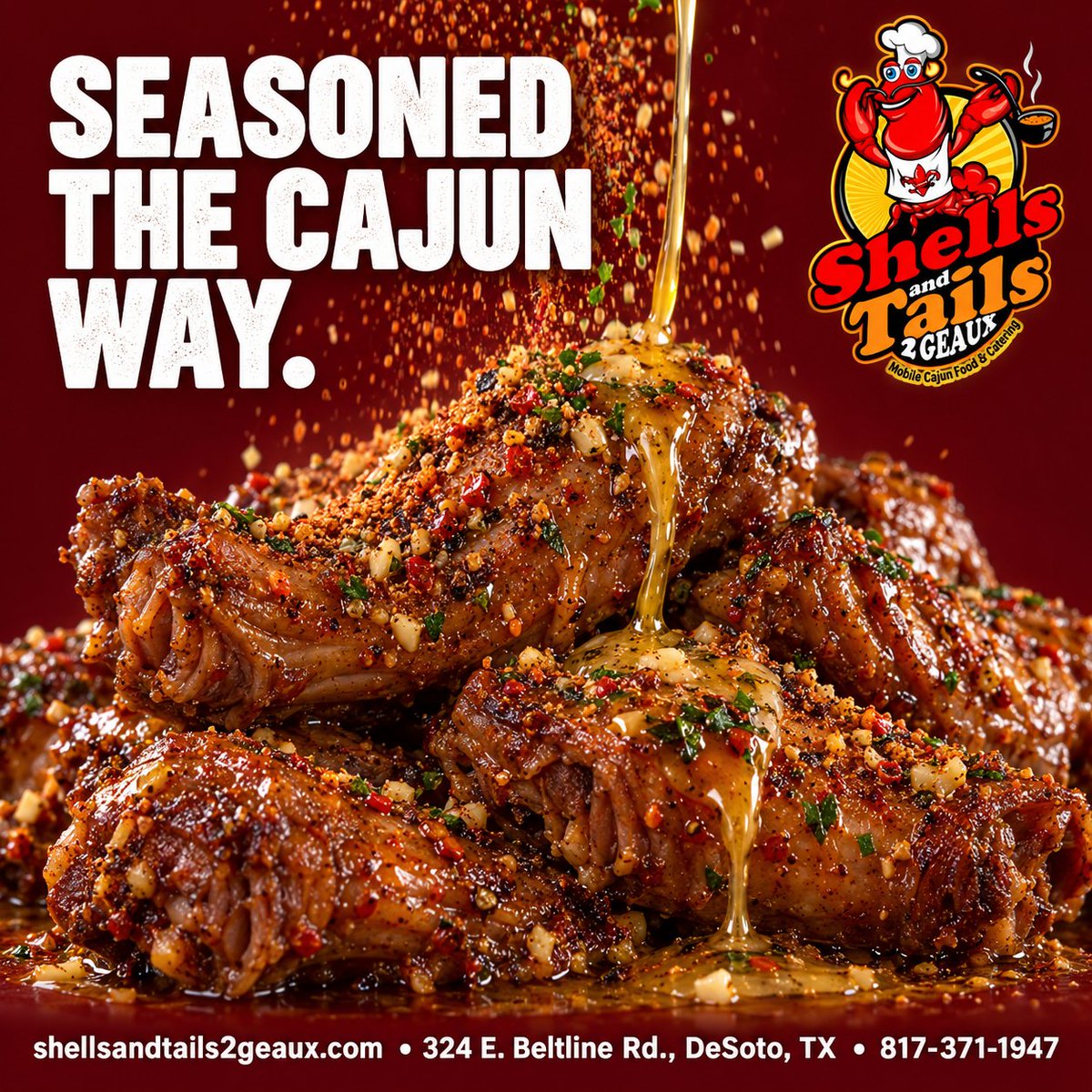 ShellsNTails2Go's tweet photo. SEASONED THE CAJUN WAY! π₯πΆοΈβ¨
Come experience authentic Louisiana flavor right here in DeSoto! π€€πΆοΈ
π 324 E. Beltline Rd., DeSoto, TX
π 817-371-1947
π https://t.co/dekY8vB9IV
#ShellsAndTails2Geaux #SeasonedTheCajunWay #CajunTurkeyNecks #TurkeyNecks #CajunFlavor https://t.co/8ppAOMSLRA