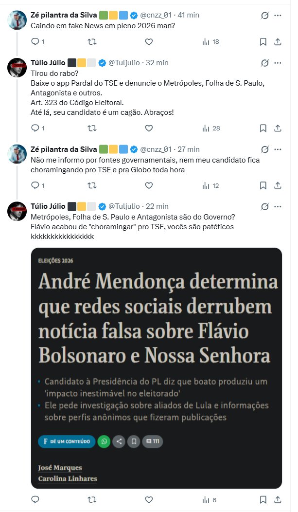 Tuljulio's tweet photo. @marcalemfuria @_rapha_s @BelarminoTav Deu copy cola no comentário do @cnzz_01?
Esse daí ficou com vergonha e não voltou mais para dar satisfação.

As matérias do Antagonista e Folha são Fake News também? Denuncie, ora. https://t.co/PyUihhtDSr