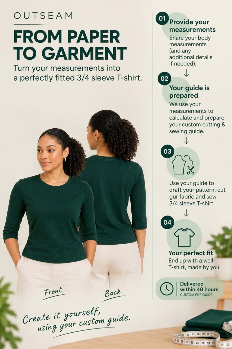 Outseam_io's tweet photo. Get your step-by-step cutting &amp; sewing written guide for this round neck regular 3/4 sleeve T-Shirt!  

https://t.co/RWv0GtZHWT

Help retweet for someone who needs it  

#madetowear #madetomeasure #customguide #patterndrafting #patternmaking #sewingpattern #diy #diyfashion https://t.co/ohameuqYcd