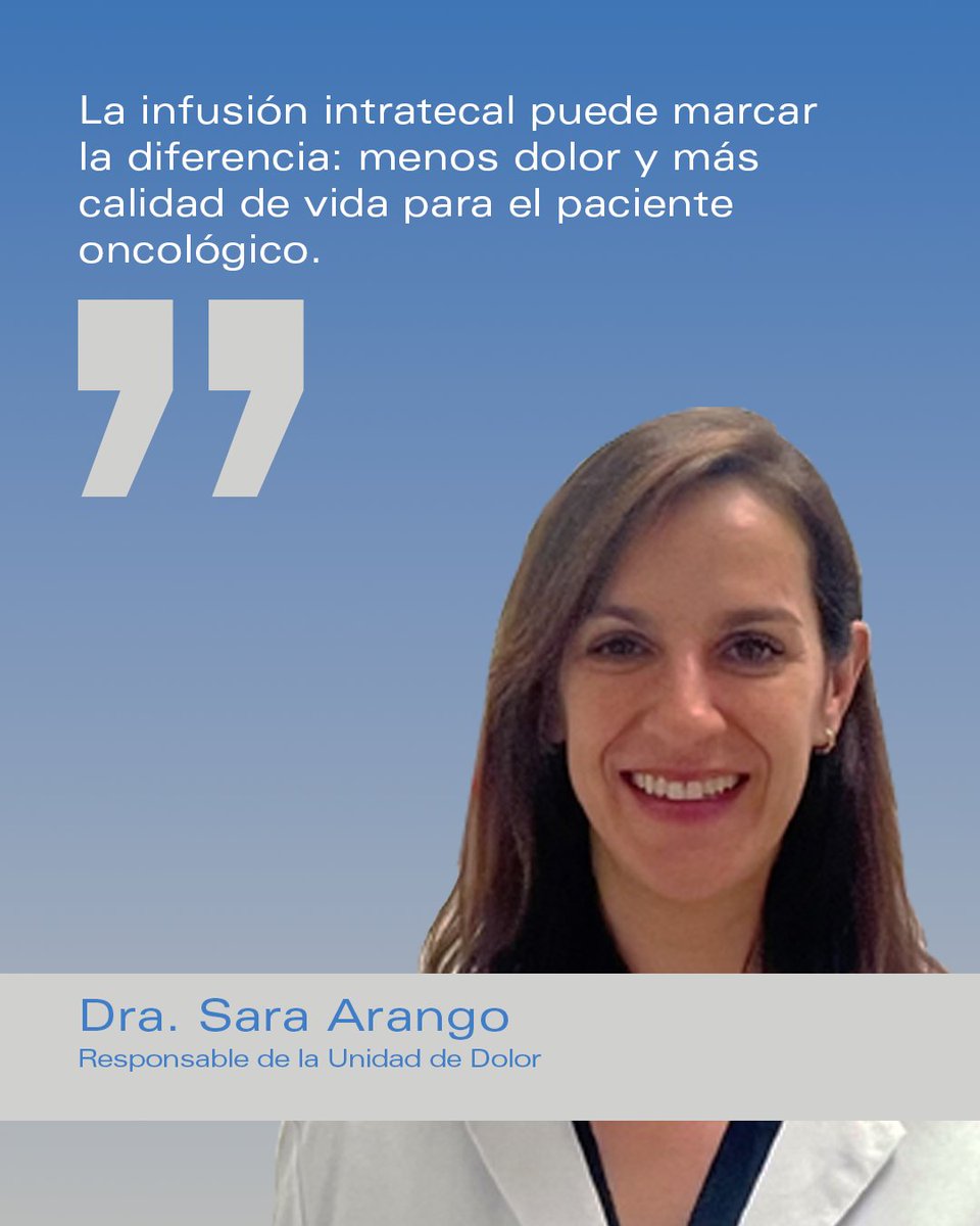 MDAnderson_ES's tweet photo. El dolor no tiene por qué formar parte inevitable del proceso oncológico.​

​Hasta el 80% de los pacientes con cáncer experimenta dolor de forma habitual durante la enfermedad. Sin embargo, este síntoma tiende a normalizarse, a pesar del impacto que puede tener en el bienestar y la calidad de vida.​

​En la Unidad del Dolor ofrecemos un abordaje multidisciplinar y personalizado para aquellos pacientes en los que los tratamientos y analgésicos convencionales no son suficientes.​

​Entre las alternativas disponibles se encuentra la infusión intratecal, una técnica que permite administrar de forma continua y directamente al sistema nervioso central dosis personalizadas de fármacos analgésicos. Al utilizar dosis menores que las necesarias por vía sistémica, puede contribuir a controlar el dolor y reducir los efectos secundarios asociados a la medicación.​

​La Dra. Sara Arango, responsable de la Unidad del Dolor de MD Anderson Cancer Center Madrid – Hospiten, destaca la importancia de identificar y tratar el dolor de forma precoz y explica cómo esta técnica puede ayudar a mejorar la calidad de vida de determinados pacientes.​

​👉 Descubre todos los detalles en este link: https://t.co/SJqvHiCSb8

​#MDAndersonCancerCenterMadridHospiten #UnidadDelDolor #DolorOncológico