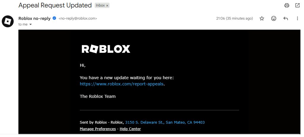 luvrlayy's tweet photo. so i finally got a response after 53 days but at what cost? how did it even go from harmful behavior to child safety when my age range is 18+ and i don't talk to ppl other than friends of my age ?? @Roblox 

#roblox #robloxban #robloxsupport https://t.co/EBr7t68p66