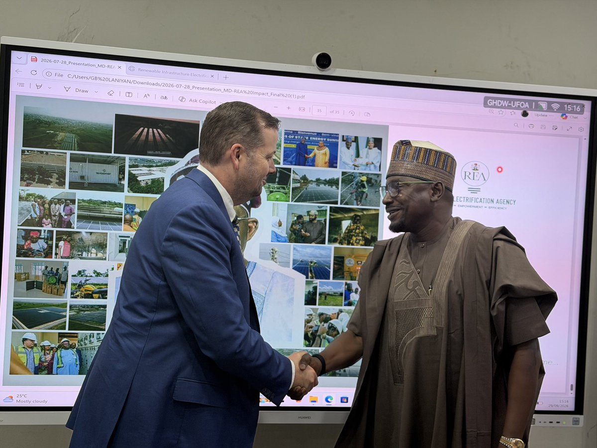 abbaaliyu_'s tweet photo. Expanding electricity access takes more than building new projects. It also takes the right technical expertise, financing and partnerships to help those projects serve communities well over time.

I was pleased to welcome the Economic Officer from the U.S. Embassy to the REA for a conversation about developments in Nigeria’s rural electrification sector and the opportunities for us to work together.

I took our guest through the range of programmes we are implementing, as well as the initiatives in our pipeline. We discussed what it will take to deliver at greater scale, particularly as we work to bring reliable power to more homes, businesses and public institutions.

I encouraged the United States to explore opportunities to collaborate with the REA in technical assistance and financing. We also discussed how cooperation around the importation of equipment and local manufacturing could support project delivery while helping to build capacity within Nigeria’s renewable energy sector.

I appreciate the Economic Officer’s interest in our work and the thoughtful exchange we had. I look forward to continuing the conversation and identifying practical areas where we can work together to expand energy access for Nigerians.

#EnergyAccess #RuralElectrification #RenewableEnergy #Partnerships #LocalManufacturing #PoweringNigeria #abbaaliyu