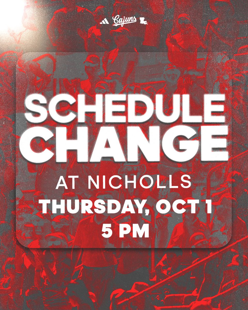 RaginCajunsBSB's tweet photo. ⛈️ With the forecast of inclement weather beginning Friday, Louisiana and Nicholls have moved their fall scrimmage in Thibodaux to Thursday at 5 p.m.

#GeauxCajuns | #WaterHoseBoys https://t.co/6SiY7TMYQU