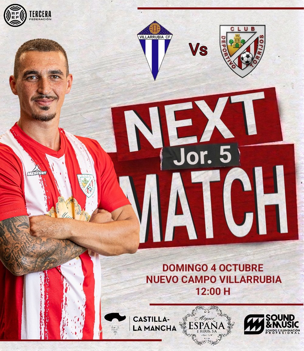cdtorrijos_ofcl's tweet photo. 🔴⚪️ NUEVO RETO ⚪️🔴

Este domingo ponemos rumbo al Nuevo Campo para afrontar la Jornada 5.

🆚 @VXVILLARRUBIACF
📅 Domingo, 4 de octubre
⏰ 12:00 H
🏟️ Nuevo Campo

💪 ¡Vamos, Torrijos! 🔴⚪️ https://t.co/ztHRW0Peg0