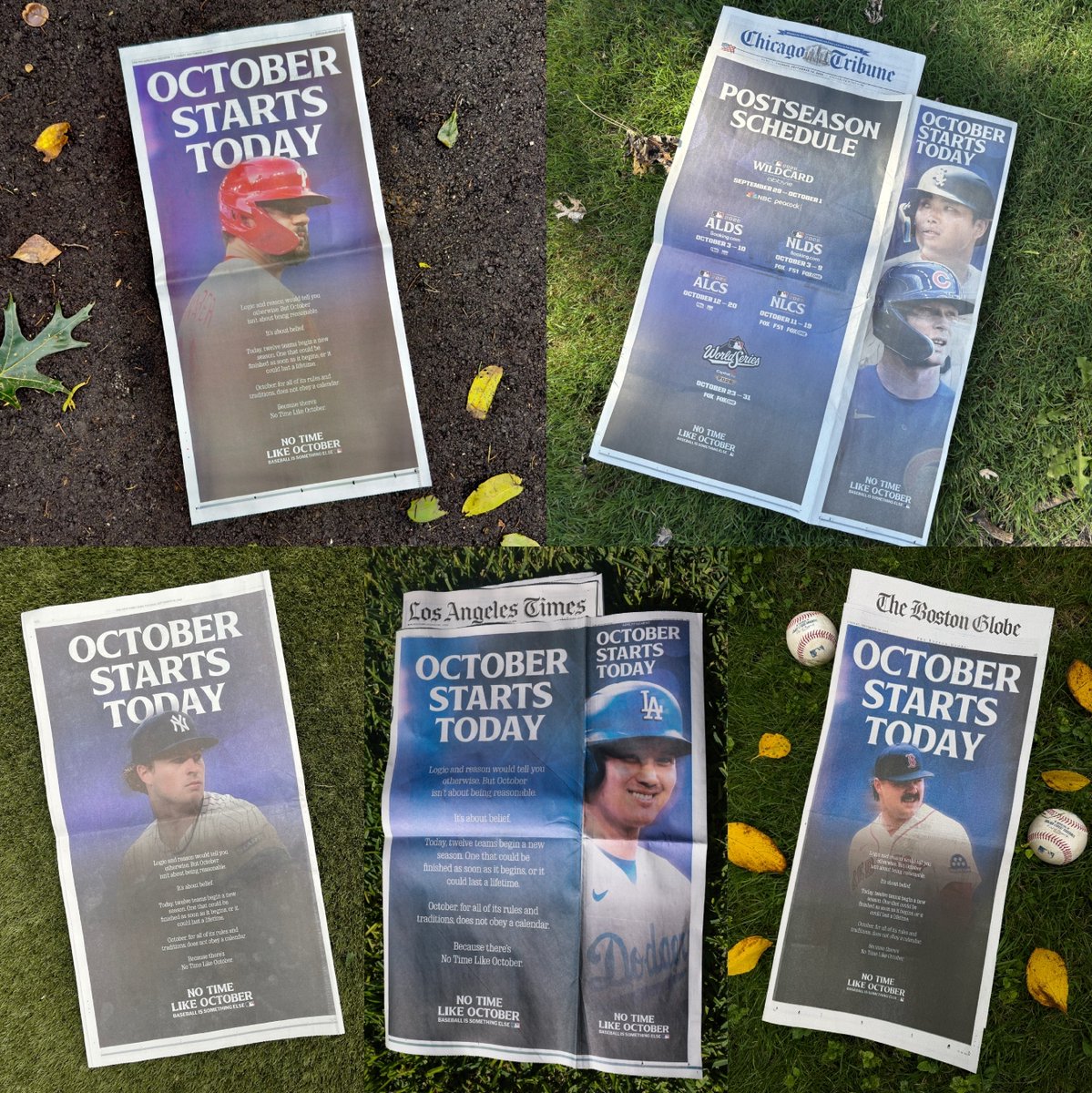 MLB's tweet photo. October started early ⚾️
Baseball was featured across the country in the Philadelphia Inquirer, Chicago Tribune, New York Times, Los Angeles Times and Boston Globe to start the Postseason
#NoTimeLikeOctober https://t.co/9abQRACMT1