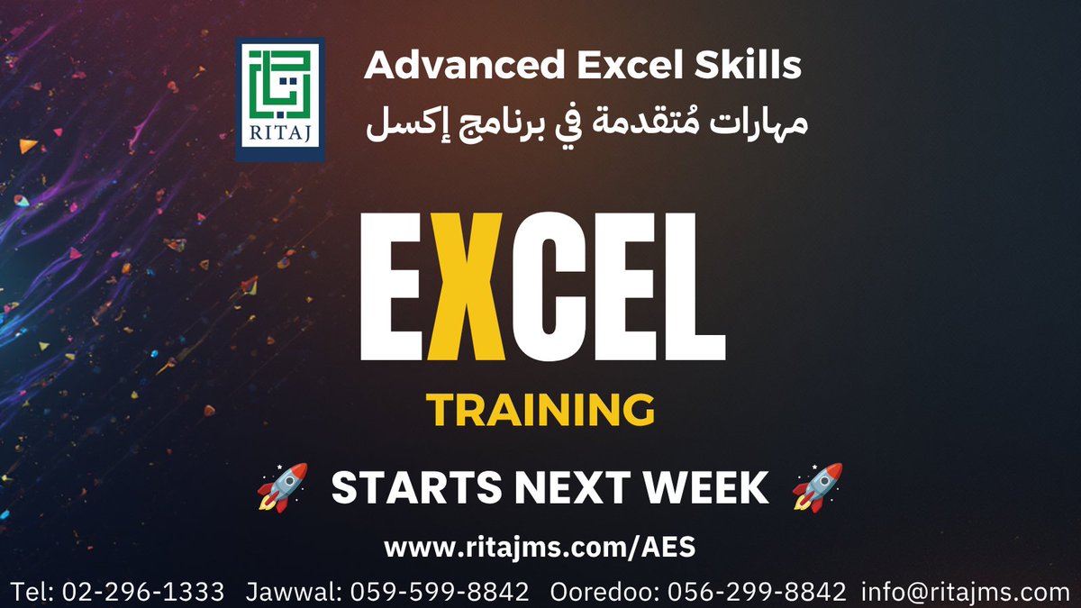 Ritajms's tweet photo. نبدأ السبت القادم، اسأل عن آخر مقعد متاح للتسجيل.
https://t.co/IAtrBJQGTq
#ritaj #training #hr #development #translation #language #consulting #events #certifications #skills #aes #advancedexcel #excel https://t.co/2o7hcaaNj8