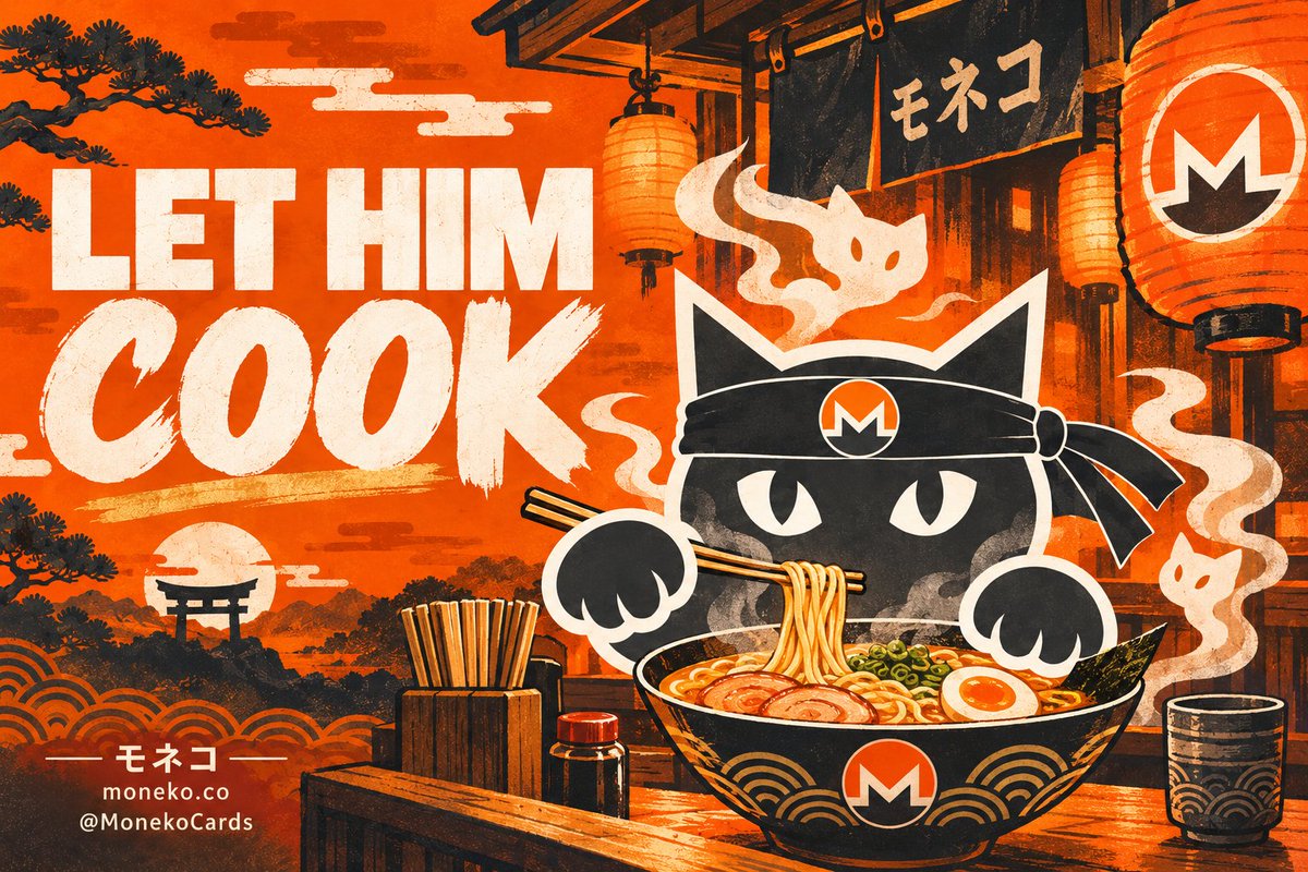 MonekoCards's tweet photo. LET HIM COOK. 🍜🐈‍⬛

Some cats knock dinner off the table.
Moneko opened the ramen shop.
Pick Ramen Chef, choose your setting and serve up your own card.

Drop your creation below 👇

https://t.co/4x9XYiegls
solana:82CfUnavgMwUzY1UkUnWpqKMRPqoBuSb15VnEjn1yx9a https://t.co/CswJtW2Hw9