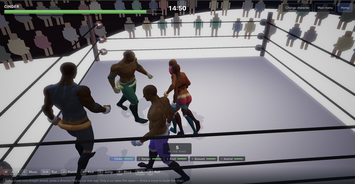 fumu_com_fun's tweet photo. 🥊 HOW TO PLAY (Movement Edition)

WASD: Move
Shift: Run
J: Punch
K: Kick
L: Jump
P: Block
Shift + P: Roll / Dodge
E: Cover / Pin

Easy to learn, hard to master. Timing and positioning win matches.

Step into the ring 👇
https://t.co/N19CoYY5A6 https://t.co/VojVc8rh6G