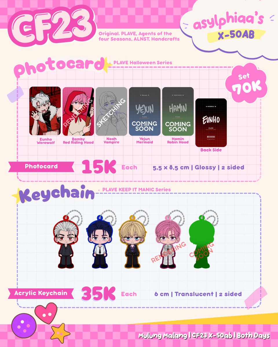 Asylphiaa's tweet photo. 💖 PLAVE, Spiderverse, Agents of the Four Seasons, HSR PhaiDei, ALNST Till, Valorant

#comifuro23 #comifuro #cf23catalogue #CF23

(3/4) https://t.co/0o8SFJNdJd
