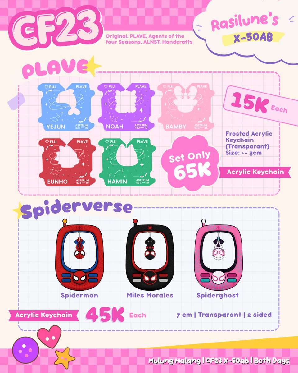 Asylphiaa's tweet photo. 💖 PLAVE, Spiderverse, Agents of the Four Seasons, HSR PhaiDei, ALNST Till, Valorant

#comifuro23 #comifuro #cf23catalogue #CF23

(3/4) https://t.co/0o8SFJNdJd