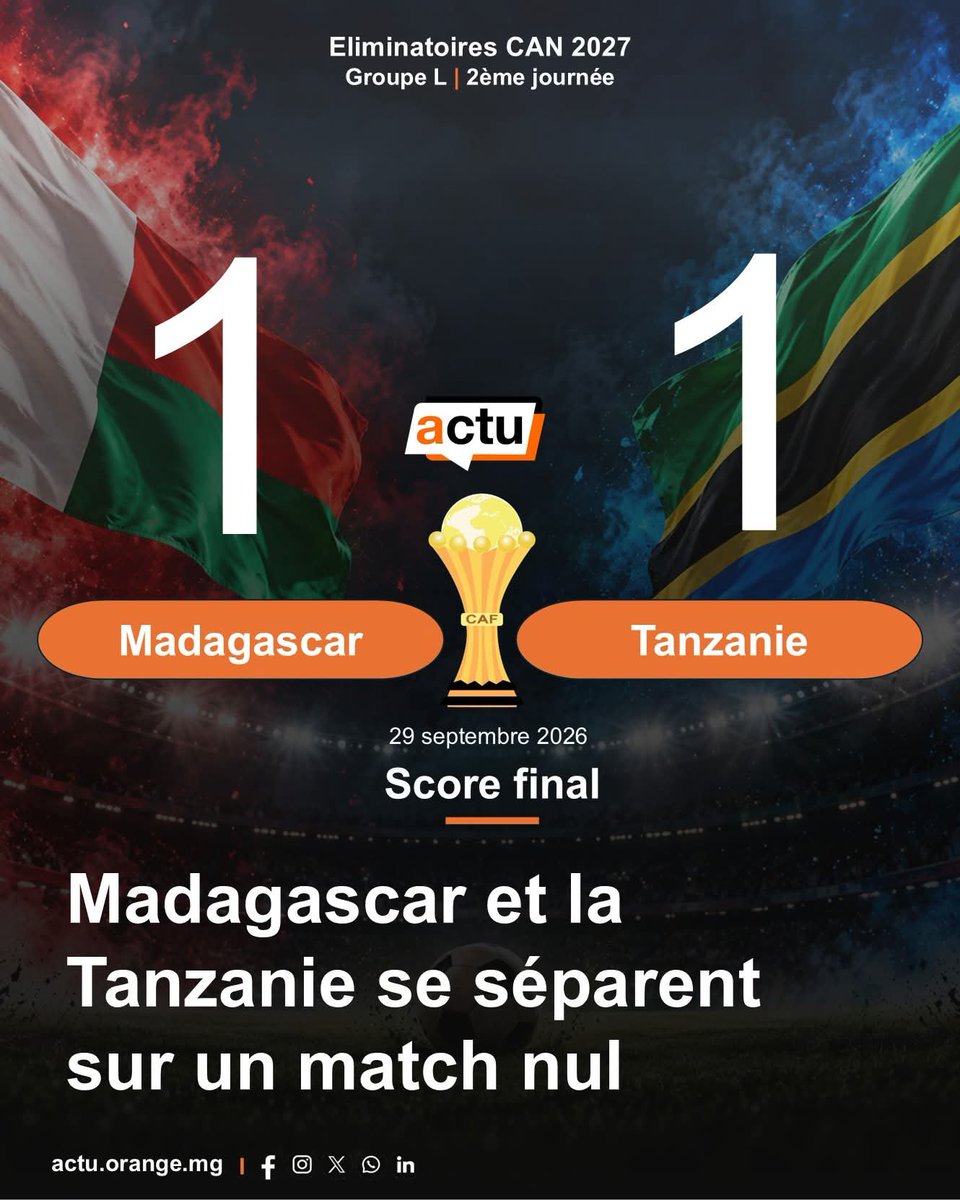 Nirysoo1's tweet photo. 🔥🔥🔥Les Barea et la Tanzanie finissent le match sur un score nul de 1 but partout. https://t.co/D9qTxAsUHd