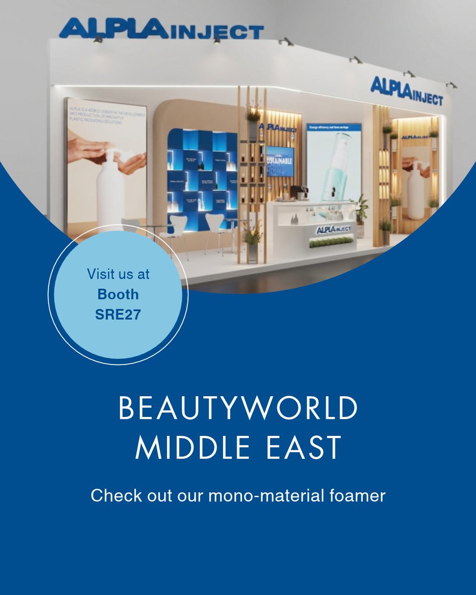 ALPLApackaging's tweet photo. The countdown to @beautyworlddxb 2026 is on. From 6–8 October in Dubai, our team will be showcasing innovative dispensing and packaging solutions at booth SRE27.

#BeautyworldMiddleEast #BeautyPackaging #PersonalCare #DispensingSolutions #ALPLA #ALPLAinject https://t.co/hsvlOENfVY