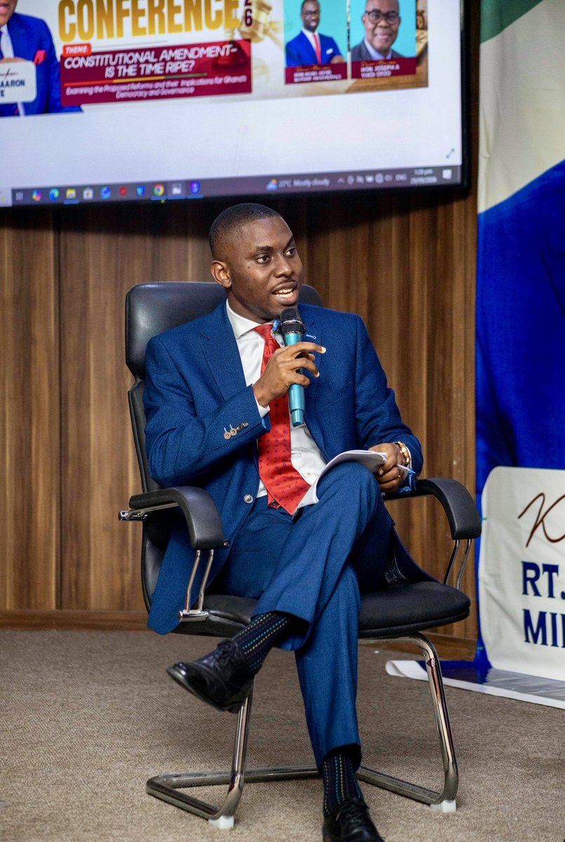 mensaduncan's tweet photo. It was a pleasure moderating a panel to explain the on-going constitutional review process for young people at the Smart Generation Legal Conference at the GNAT Hall

Prof. Mike Ocquaye, Former Bar President Yaw Boafo, @AzantilowPatra and Aaron Asiedu-Antwi were the panelists https://t.co/9eiGvegx2r