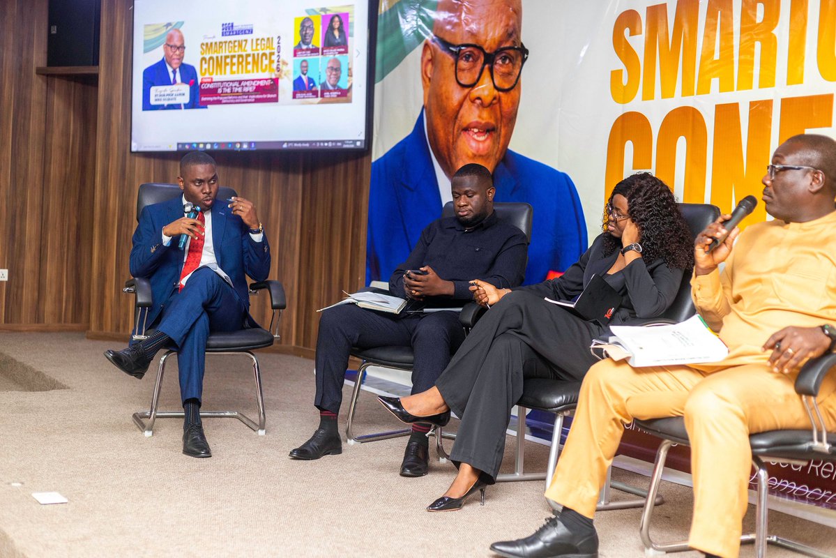 mensaduncan's tweet photo. It was a pleasure moderating a panel to explain the on-going constitutional review process for young people at the Smart Generation Legal Conference at the GNAT Hall

Prof. Mike Ocquaye, Former Bar President Yaw Boafo, @AzantilowPatra and Aaron Asiedu-Antwi were the panelists https://t.co/9eiGvegx2r