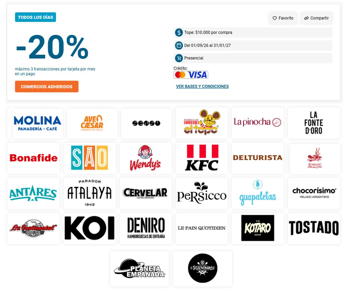 ahorrotwit's tweet photo. 🍽️🔥COMER AFUERA CON 20% OFF TODOS LOS DÍAS
Pagando con @MODO_Arg + tarjetas de crédito @BancoNacion 💳
👉 20% (ver locales en la foto)
💸 Tope: $10.000 por compra
🔁 Hasta 3 compras por mes
📍 Lo podés usar en:
#ElTopo #Wendys #KFC #Bonafide #Atalaya #Tostado #DeNiro y más 🍔🍗
Si no usás esto… estás pagando de más 😅
Aprovechalo 👇