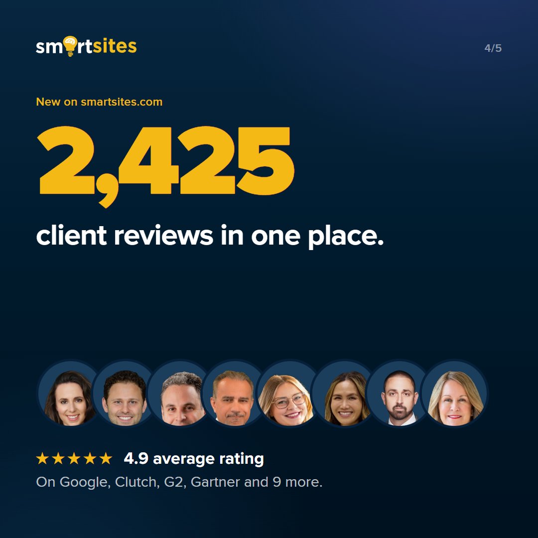 SmartSitesNJ's tweet photo. The new https://t.co/kDY7iVt1ge is live! 900+ case studies, 2,425 client reviews, 15 city pages and 70+ industry pages, built in-house by our team. 💡

Take a look! https://t.co/HhcqYtDr29 🤩

#WebDesign #SmartSites #NewWebsite https://t.co/hoxKnYQfMo