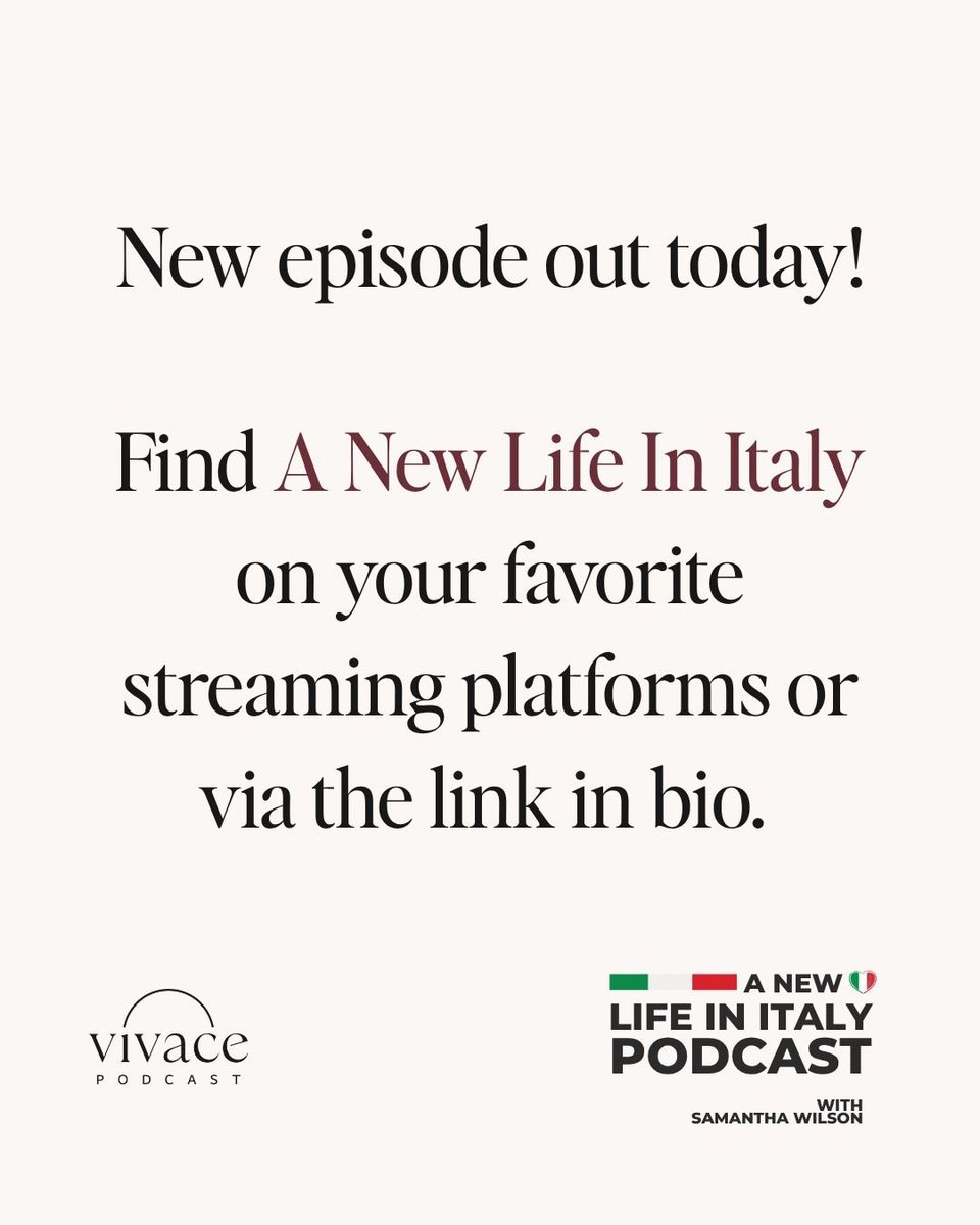 VivaceNetwork's tweet photo. Why can you understand Italian but still struggle to speak it?

Samantha explores this with Clara and Martina from My Italian Room on the latest episode of A New Life in Italy, covering daily practice, grammar, learning Italian as an adult, and more!

Link in replies 👇 https://t.co/zsCAV2gY2V