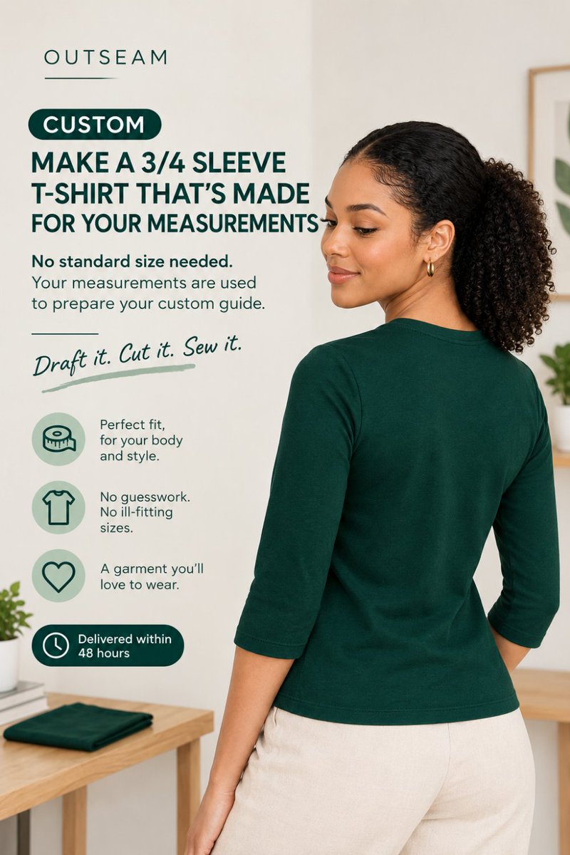 Outseam_io's tweet photo. Get your step-by-step cutting &amp; sewing written guide for this round neck regular 3/4 sleeve T-Shirt!  

https://t.co/RWv0GtZHWT

Help retweet for someone who needs it  

#madetowear #madetomeasure #customguide #patterndrafting #patternmaking #sewingpattern #diy #diyfashion https://t.co/ohameuqYcd