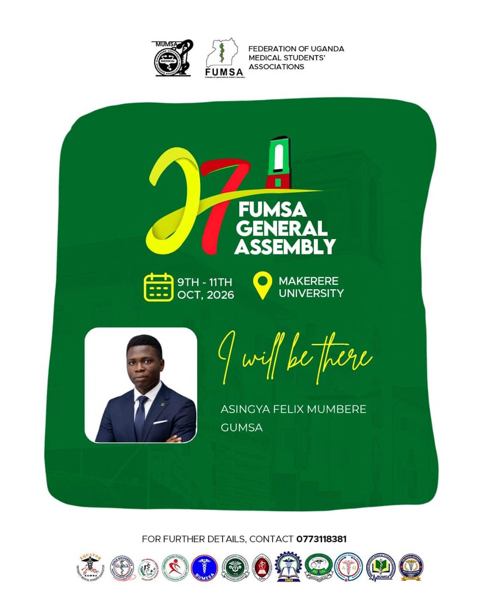 Makerere_Medics's tweet photo. Asingya Felix Mumbere will be there
Will you?🤗
#FUMSAGeneralAssembly https://t.co/Ya08VvUa1C