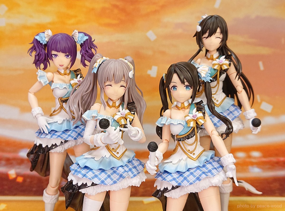 peacewood3's tweet photo. プラモの撮影。
「アイドルマスター シャイニーカラーズ」より、
幽谷霧子、三峰結華、田中摩美々、白瀬咲耶
(バンダイ 30 MINUTES SISTERS)

恋鐘を作ってから約1年半…時間かかりましたがアンティーカがやっと全員揃いました。
#30MSシャニマス https://t.co/n7uxnBCf2Y