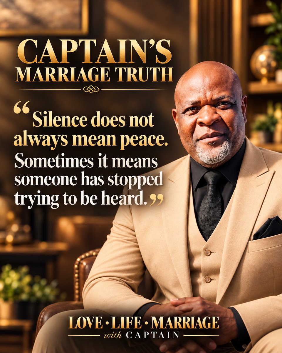 LoveLifeCaptain's tweet photo. CAPTAIN’S MARRIAGE TRUTH ❤️

Silence does not always mean peace.
Sometimes it means someone has stopped trying to be heard.

#LoveLifeMarriage #MarriageTruth #Relationships https://t.co/ei8LE5nVXP