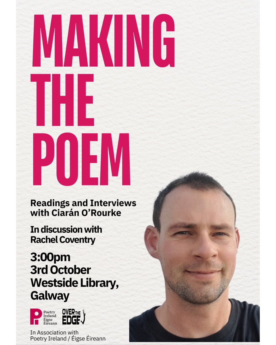 westsidelib's tweet photo. Making the Poem continues this week with poet Ciarán O'Rourke reading from his collection Prophetstown.
📍 Westside Library, Galway
🗓️ Sat 3 Oct, 3pm
🎟️ Free admission
Presented with Poetry Ireland and Over the Edge. #MakingThePoem #Poetry #AtYourLibrary https://t.co/rOs3N3aRlf