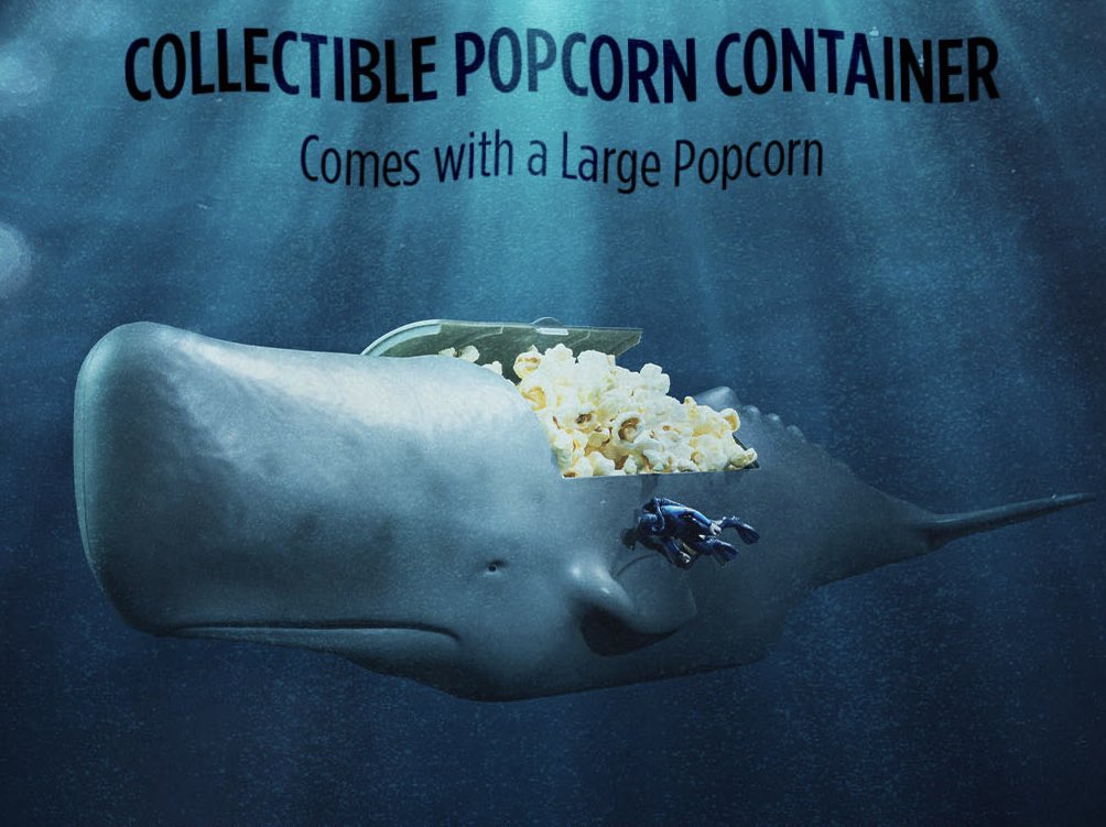 DiscussingFilm's tweet photo. First look at the ‘WHALEFALL’ popcorn bucket.

The film follows a scuba diver who gets swallowed by a sperm whale and only has 60 minutes to escape. https://t.co/SSlP7X9AeB