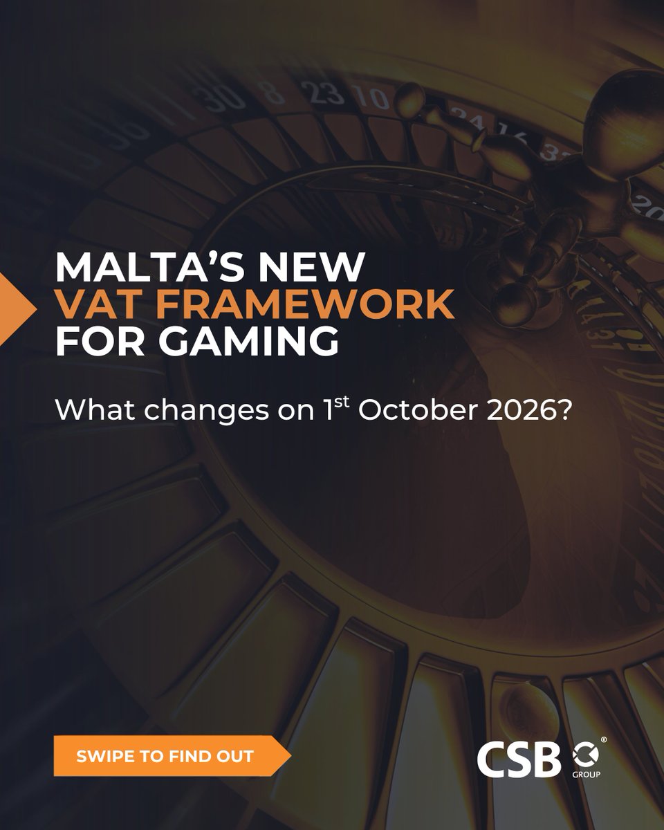 CSBGroup's tweet photo. 🎰 𝐌𝐚𝐥𝐭𝐚'𝐬 𝐕𝐀𝐓 𝐫𝐮𝐥𝐞𝐬 𝐟𝐨𝐫 𝐠𝐚𝐦𝐢𝐧𝐠 𝐜𝐡𝐚𝐧𝐠𝐞 𝐨𝐧 𝟏 𝐎𝐜𝐭𝐨𝐛𝐞𝐫 𝟐𝟎𝟐𝟔. 𝐈𝐬 𝐲𝐨𝐮𝐫 𝐛𝐮𝐬𝐢𝐧𝐞𝐬𝐬 𝐫𝐞𝐚𝐝𝐲?

👉 Swipe through for the key changes and the questions every operator should be asking. https://t.co/BYaXhkTsXy