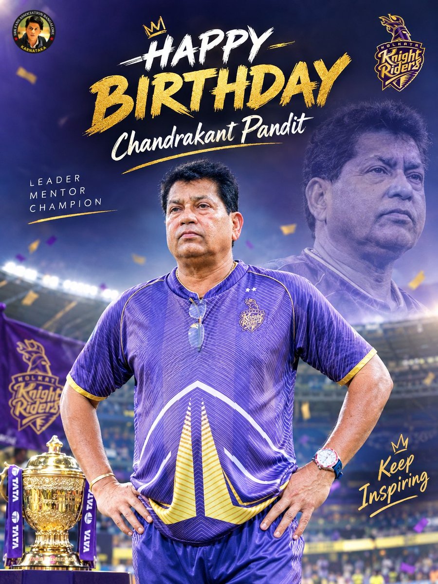 Srk_bangalore's tweet photo. The Mastermind in the dugout. 🧠💜

Chandrakant Pandit - leading the Knights with passion, discipline &amp; purpose. 🔥🏏

#KKR #AmiKKR #KorboLorboJeetbo https://t.co/eY1GerFz2n