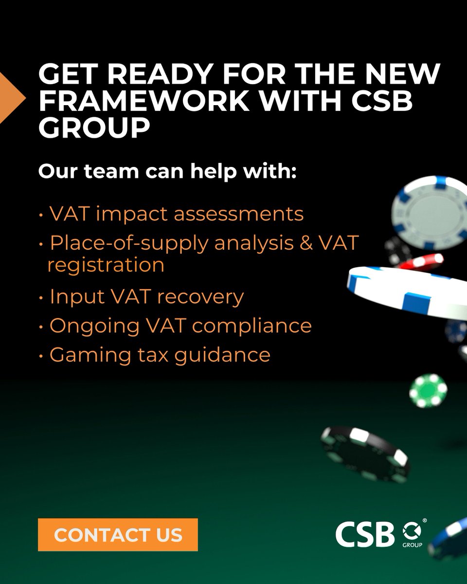CSBGroup's tweet photo. 🎰 𝐌𝐚𝐥𝐭𝐚'𝐬 𝐕𝐀𝐓 𝐫𝐮𝐥𝐞𝐬 𝐟𝐨𝐫 𝐠𝐚𝐦𝐢𝐧𝐠 𝐜𝐡𝐚𝐧𝐠𝐞 𝐨𝐧 𝟏 𝐎𝐜𝐭𝐨𝐛𝐞𝐫 𝟐𝟎𝟐𝟔. 𝐈𝐬 𝐲𝐨𝐮𝐫 𝐛𝐮𝐬𝐢𝐧𝐞𝐬𝐬 𝐫𝐞𝐚𝐝𝐲?

👉 Swipe through for the key changes and the questions every operator should be asking. https://t.co/BYaXhkTsXy