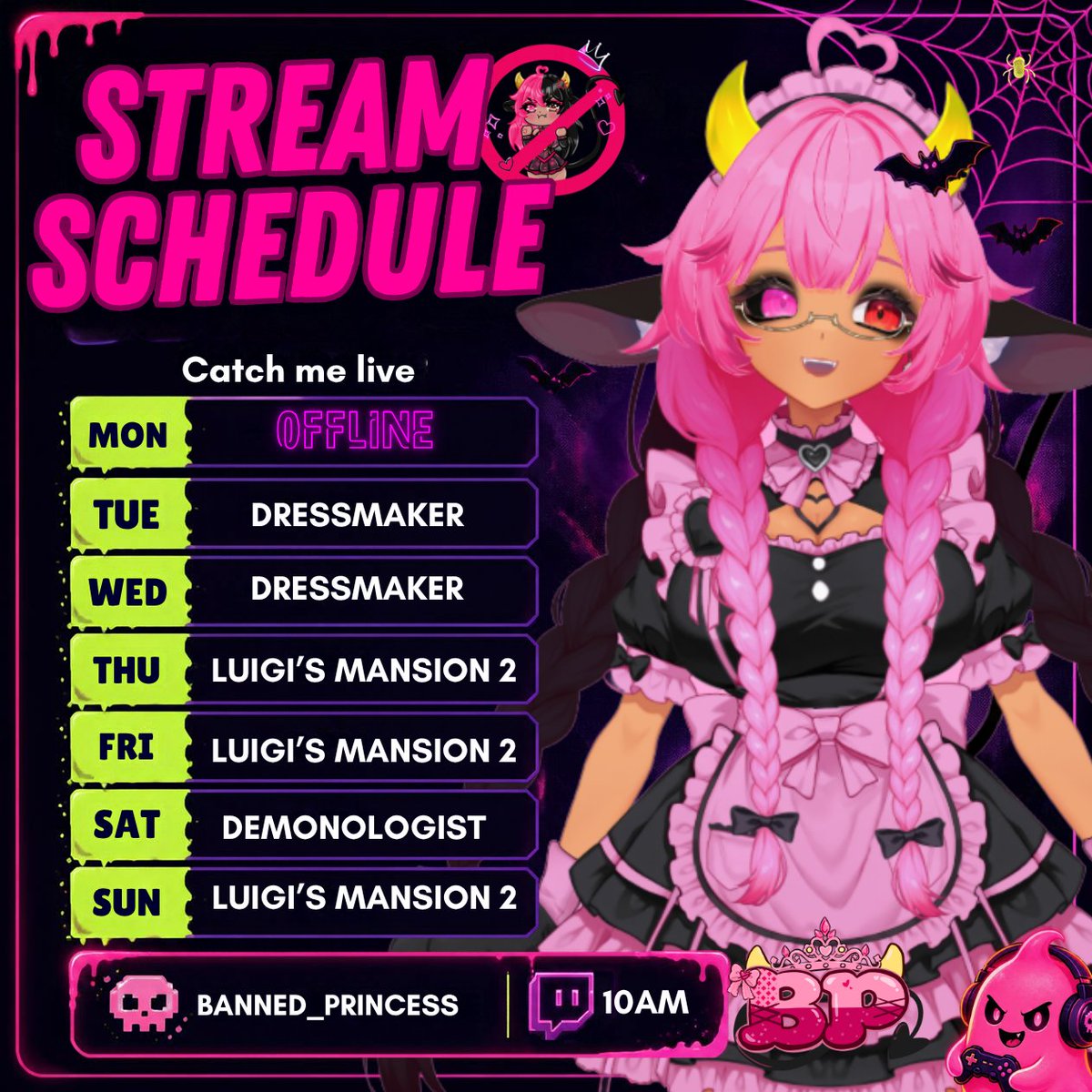 Banned_Princess's tweet photo. This week's schedule has been updated!! https://t.co/tmcQqMZnRK