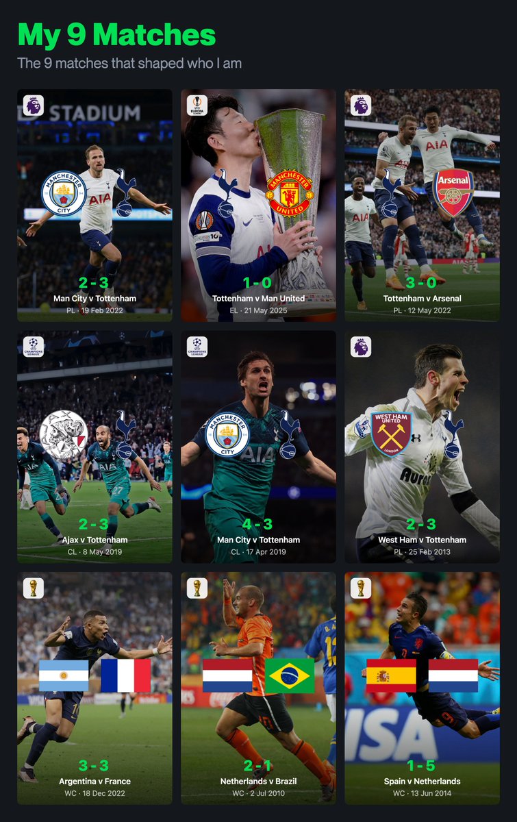bookdfootball's tweet photo. International break and boredom made us build a fun tool to share your 9 most memorable matches!

Make yours here: https://t.co/9uq9jBSeuh - No login required

What’s your 9 matches? https://t.co/6YmRfIBIb3
