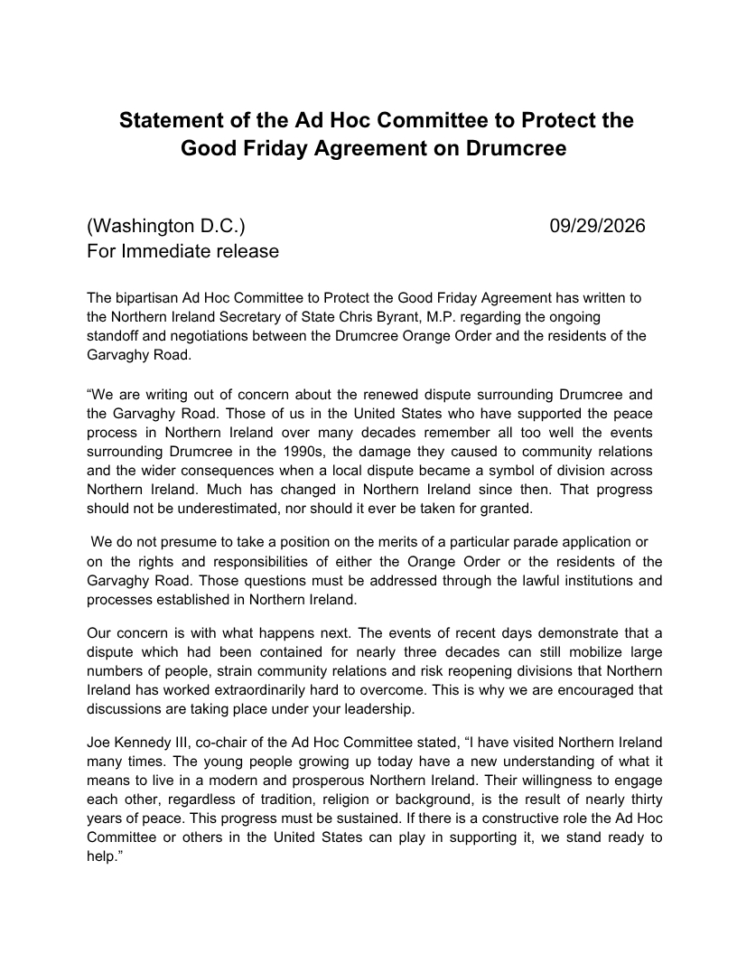 HocGfa's tweet photo. This is no time for Northern Ireland to go backwards.  @joekennedy  @SusanDavisIntl  @USAinNI @USAmbIreland @CongBoyle @RepRichardNeal @SuzyJourno @SJAMcBride https://t.co/eGiWem4ww1