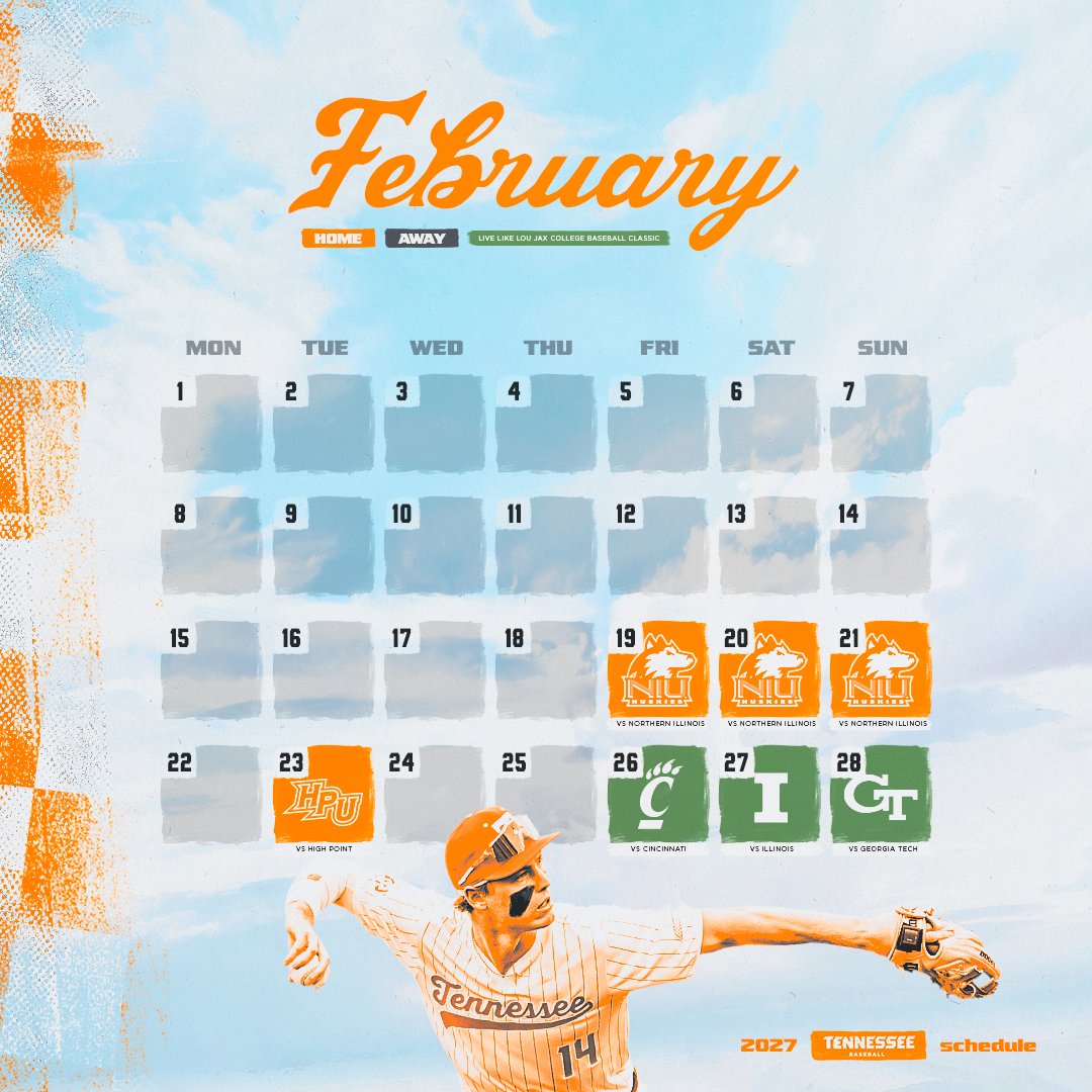 Vol_Baseball's tweet photo. Baseball season will be here before you know it!  

Details on our complete 2027 schedule 👇  

ℹ️ https://t.co/XnnkptBjOj  

#GBO🍊 https://t.co/dA7QASQaBE